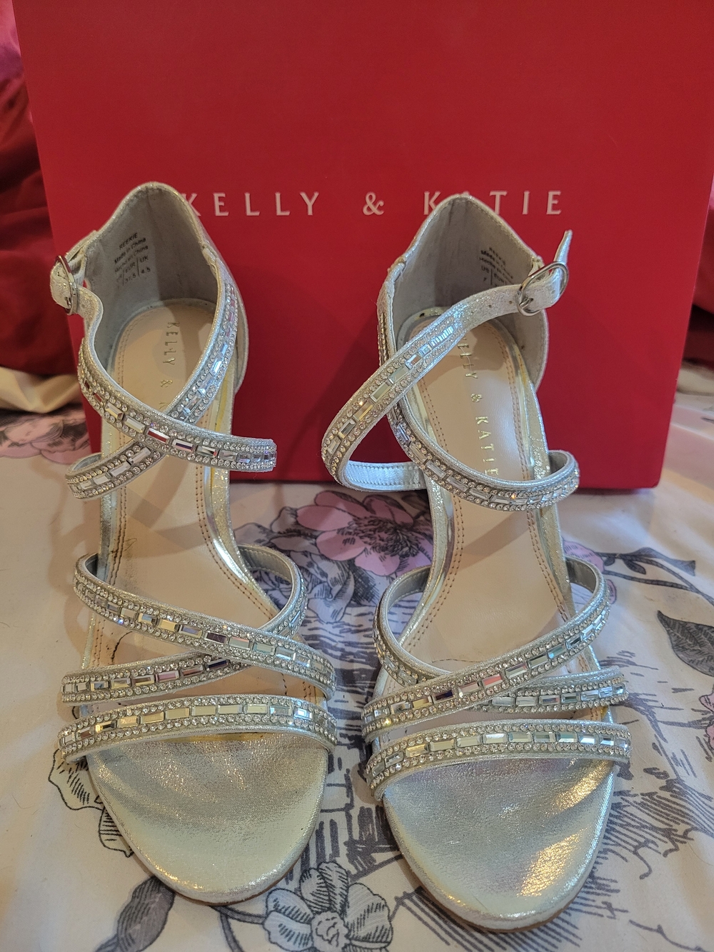 Kelly & Katie Silver Embellished Strappy Sandals